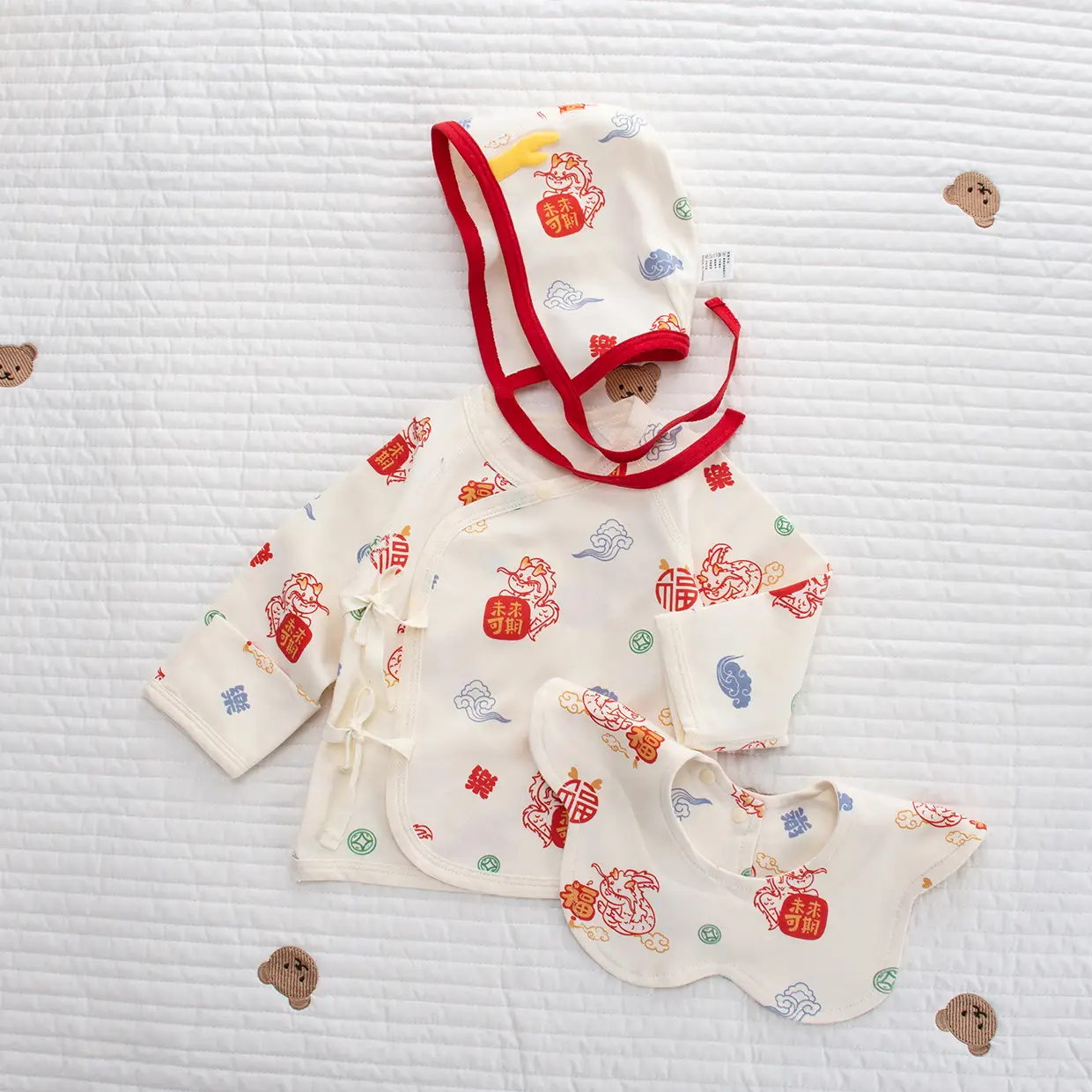 Newborn Half-Back Shirt for Baby, White Rabbit Print, Size 52-59 - Image 19