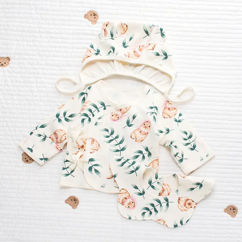 Newborn Half-Back Shirt for Baby, White Rabbit Print, Size 52-59 — feature 32