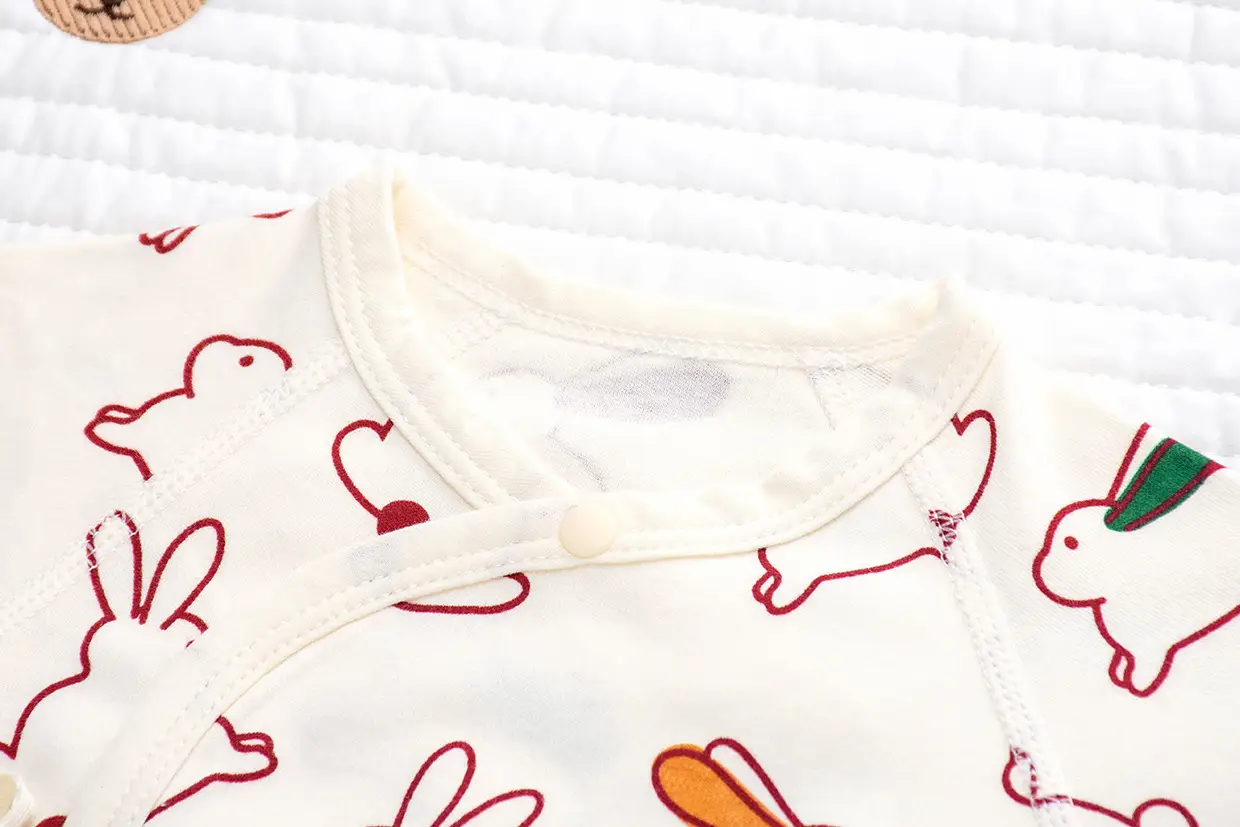 Newborn Half-Back Shirt for Baby, White Rabbit Print, Size 52-59 — feature 39