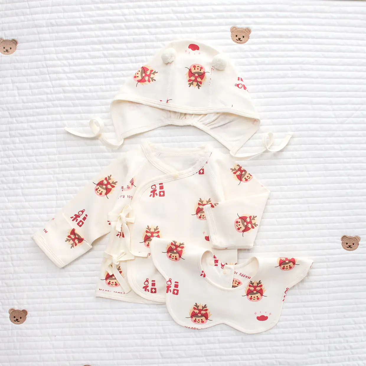 Newborn Half-Back Shirt for Baby, White Rabbit Print, Size 52-59 — feature 41