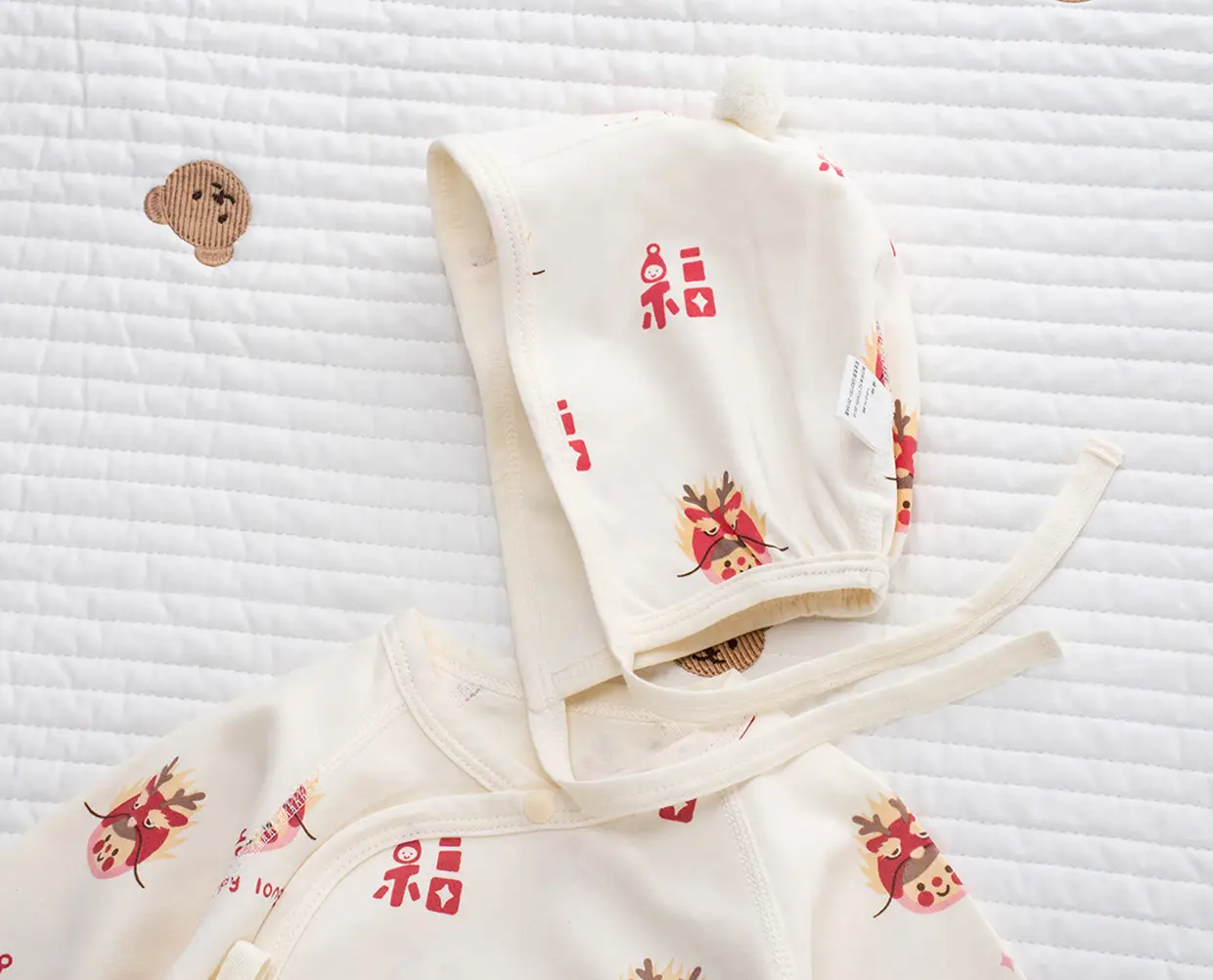 Newborn Half-Back Shirt for Baby, White Rabbit Print, Size 52-59 — feature 42