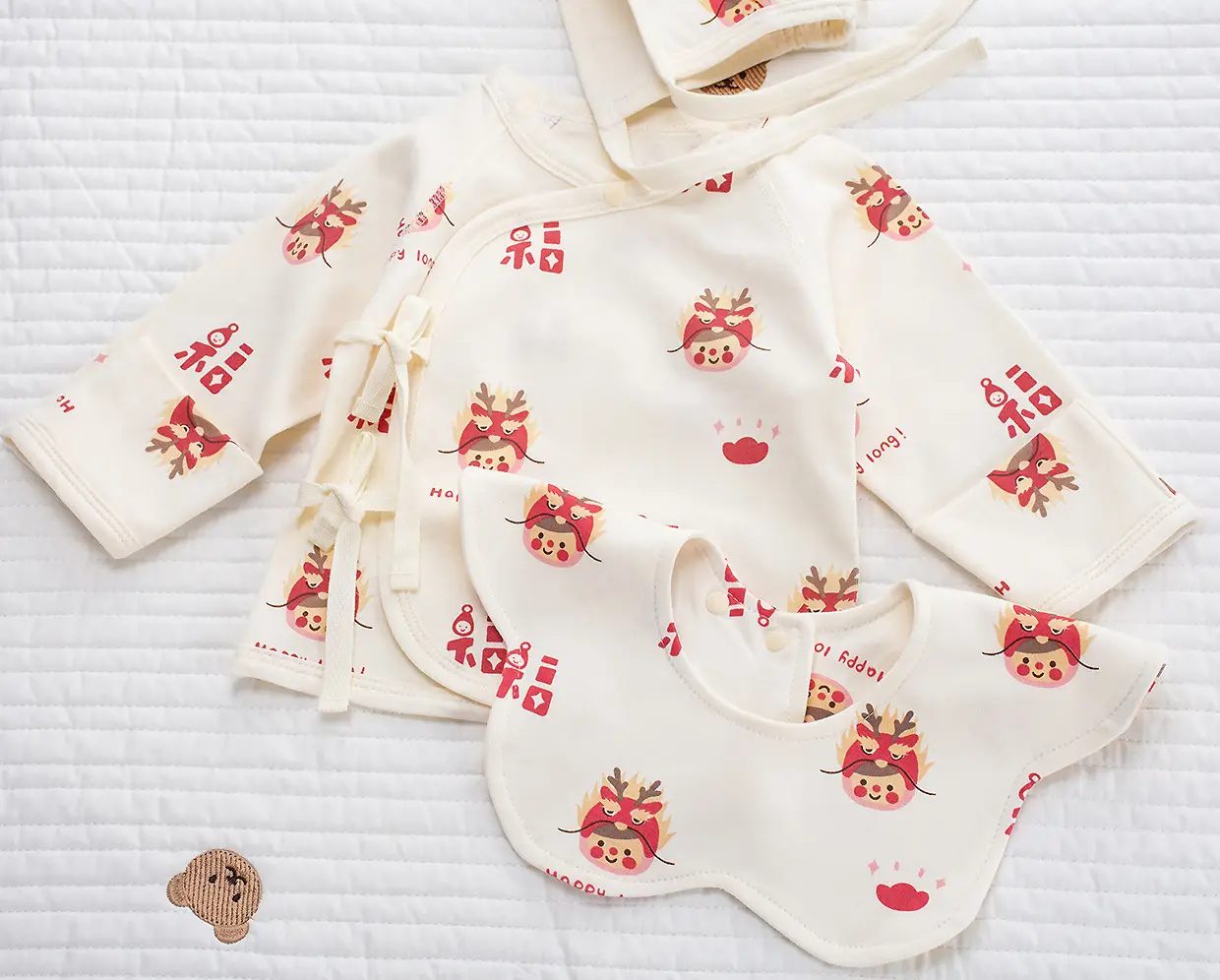 Newborn Half-Back Shirt for Baby, White Rabbit Print, Size 52-59 — feature 43