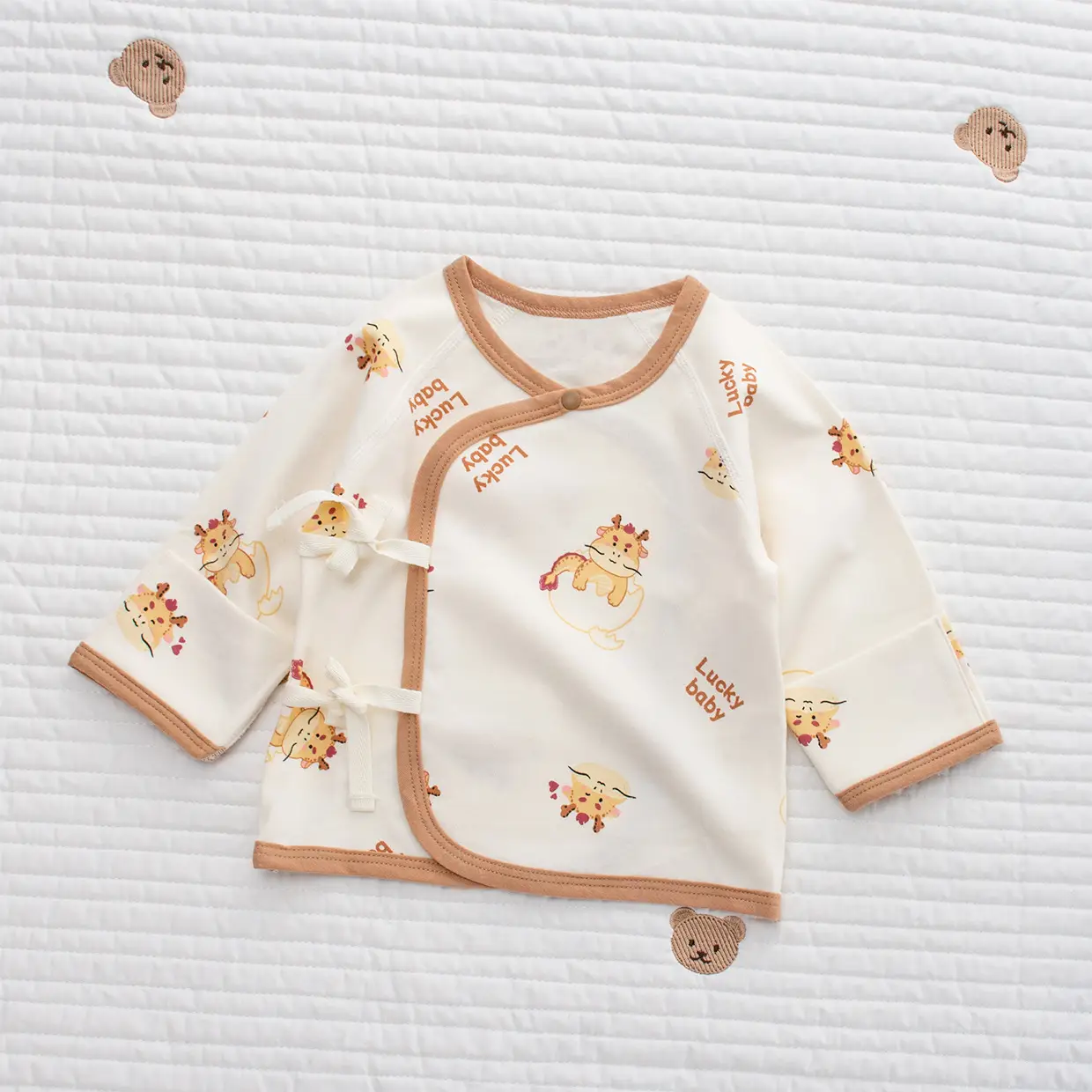 Newborn Half-Back Shirt for Baby, White Rabbit Print, Size 52-59 - Image 15