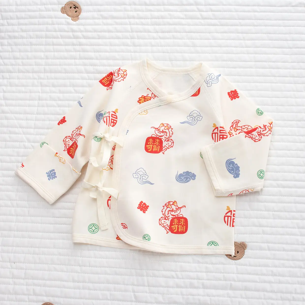 Newborn Half-Back Shirt for Baby, White Rabbit Print, Size 52-59 - Image 16