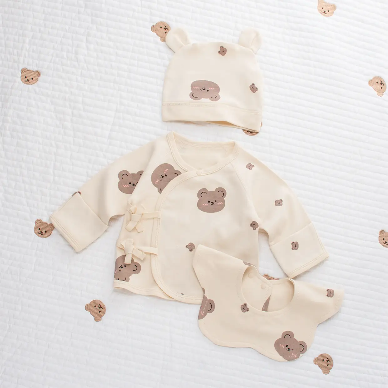 Newborn Half-Back Shirt for Baby, White Rabbit Print, Size 52-59 - Image 4