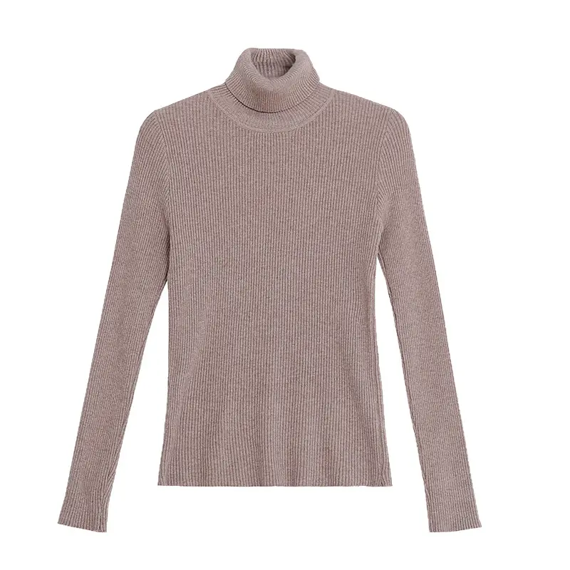Brown Turtleneck Knitwear Women Large Winter Wear - Image 16