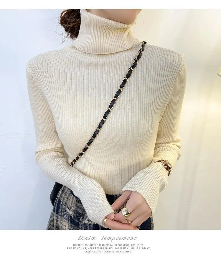Brown Turtleneck Knitwear Women Large Winter Wear — feature 11