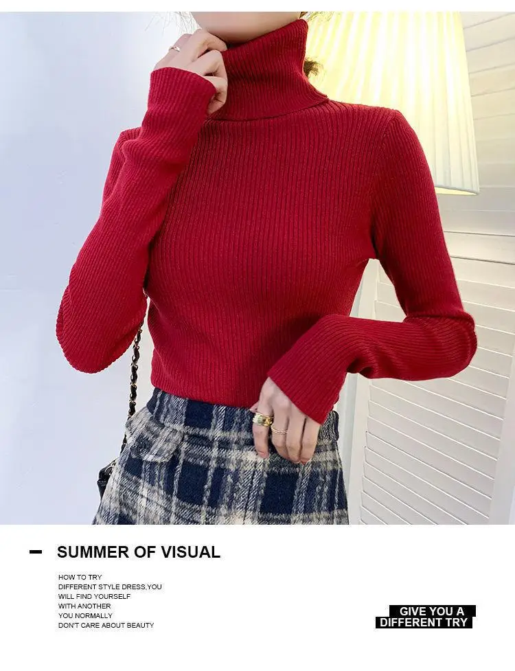 Brown Turtleneck Knitwear Women Large Winter Wear — feature 16