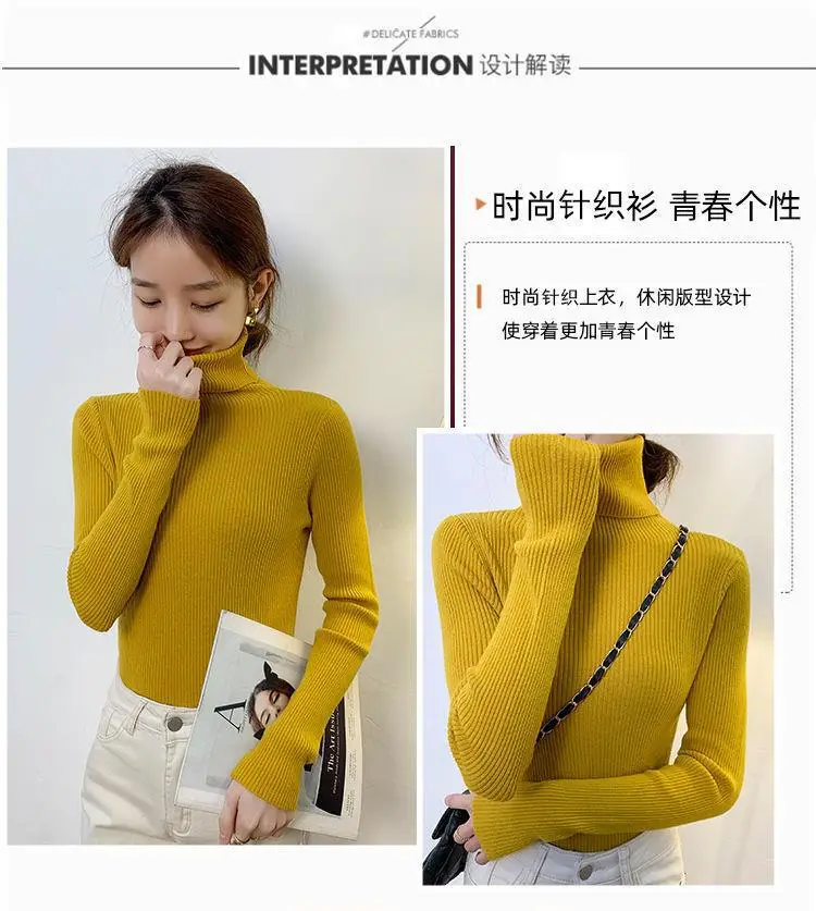 Brown Turtleneck Knitwear Women Large Winter Wear — feature 9