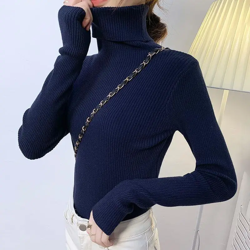 Brown Turtleneck Knitwear Women Large Winter Wear - Image 10