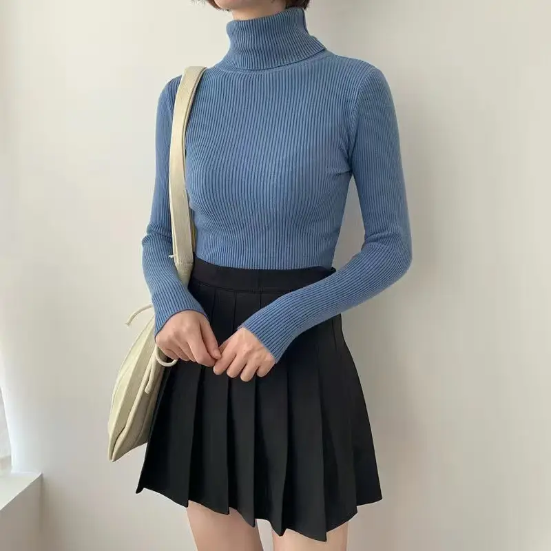Brown Turtleneck Knitwear Women Large Winter Wear - Image 12
