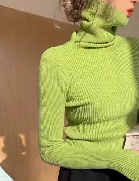 Brown Turtleneck Knitwear Women Large Winter Wear - Image 13