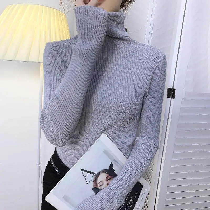 Brown Turtleneck Knitwear Women Large Winter Wear - Image 3