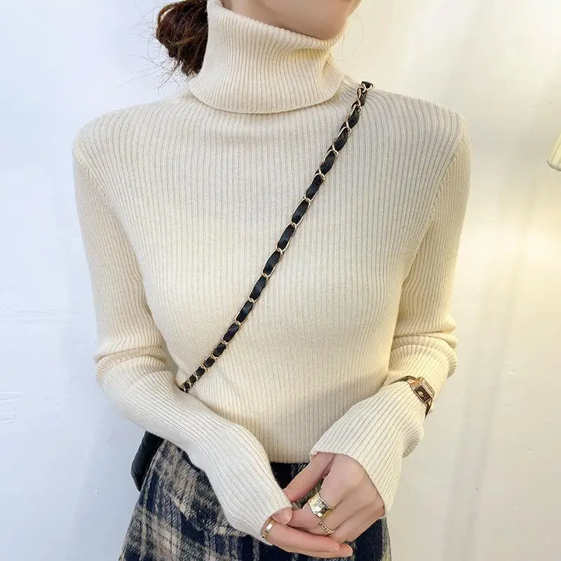 Brown Turtleneck Knitwear Women Large Winter Wear - Image 4
