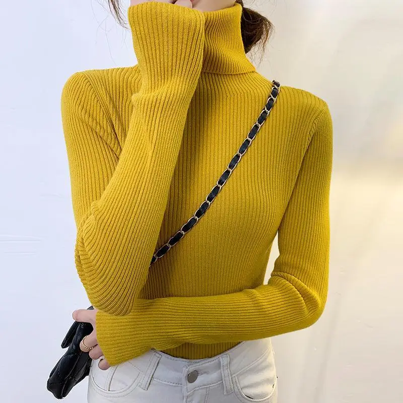 Brown Turtleneck Knitwear Women Large Winter Wear - Image 7