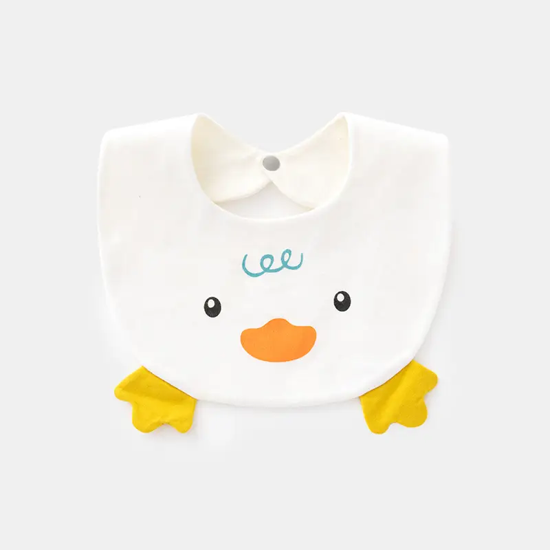 Newborn Cotton Bib with Yellow Duck Print - Image 4