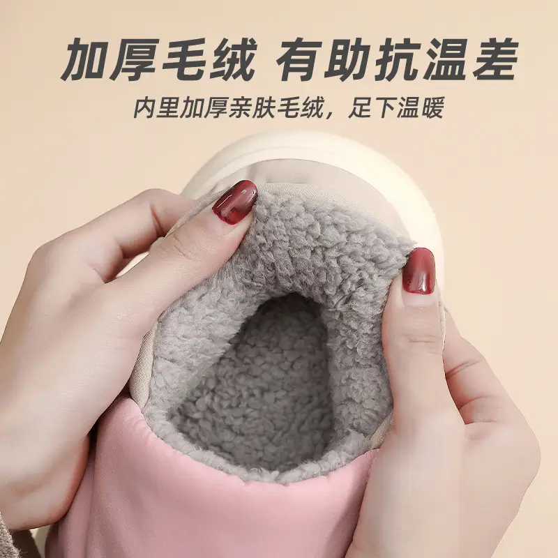Waterproof Home Cotton Slippers for Women in Winter, Indoor Household Men's Large Size Plush Warm Cotton Shoes for Men Wholesale - Image 10