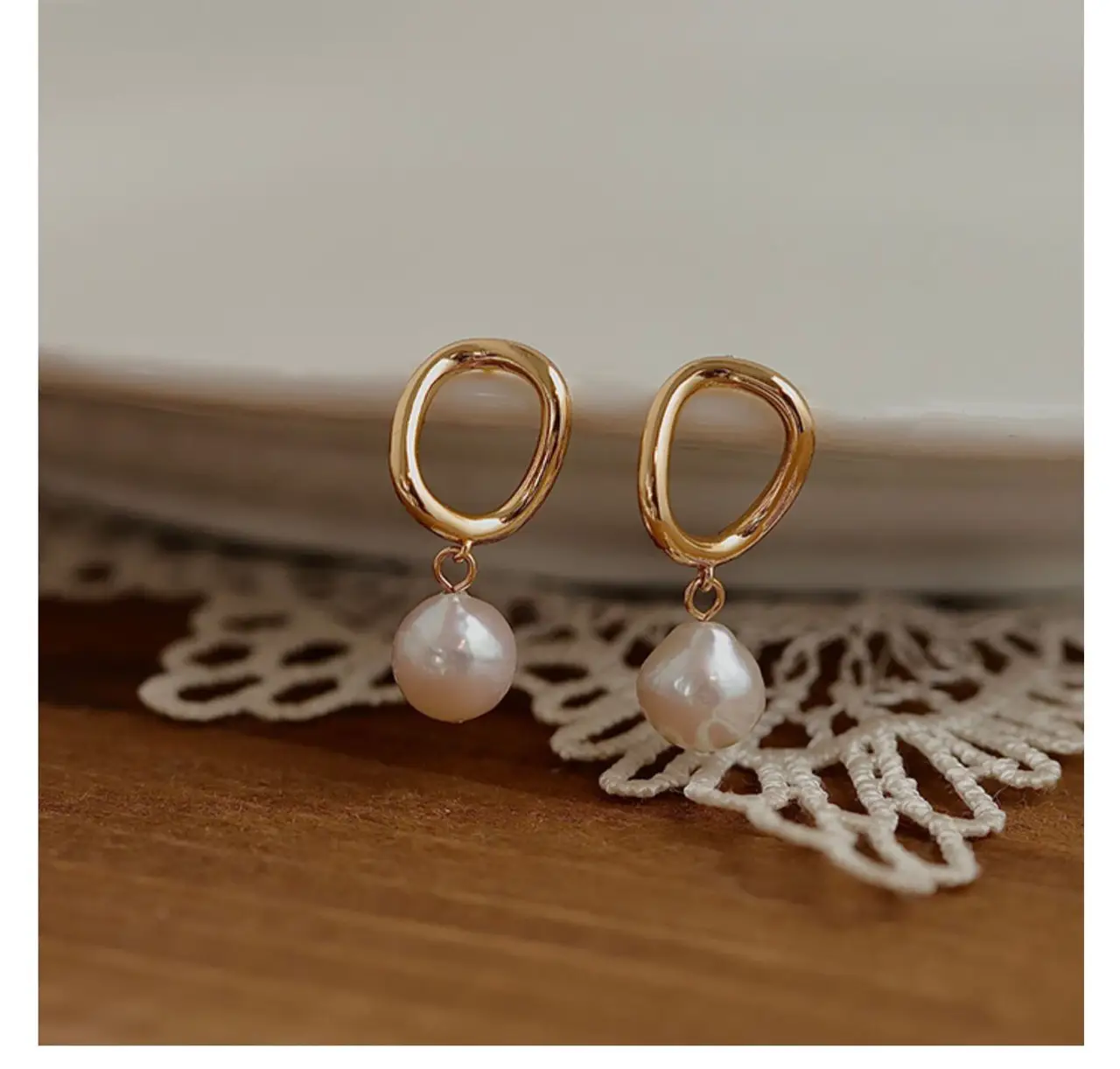 Gold Plated Pearl Drop Earrings for Women — feature 1