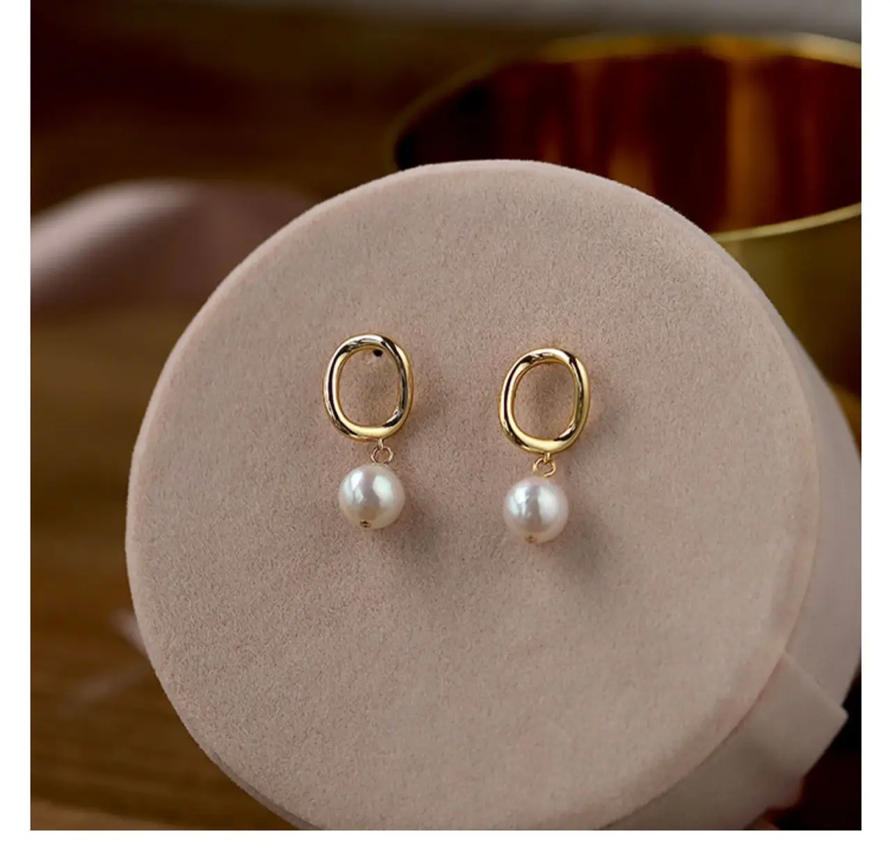 Gold Plated Pearl Drop Earrings for Women — feature 2