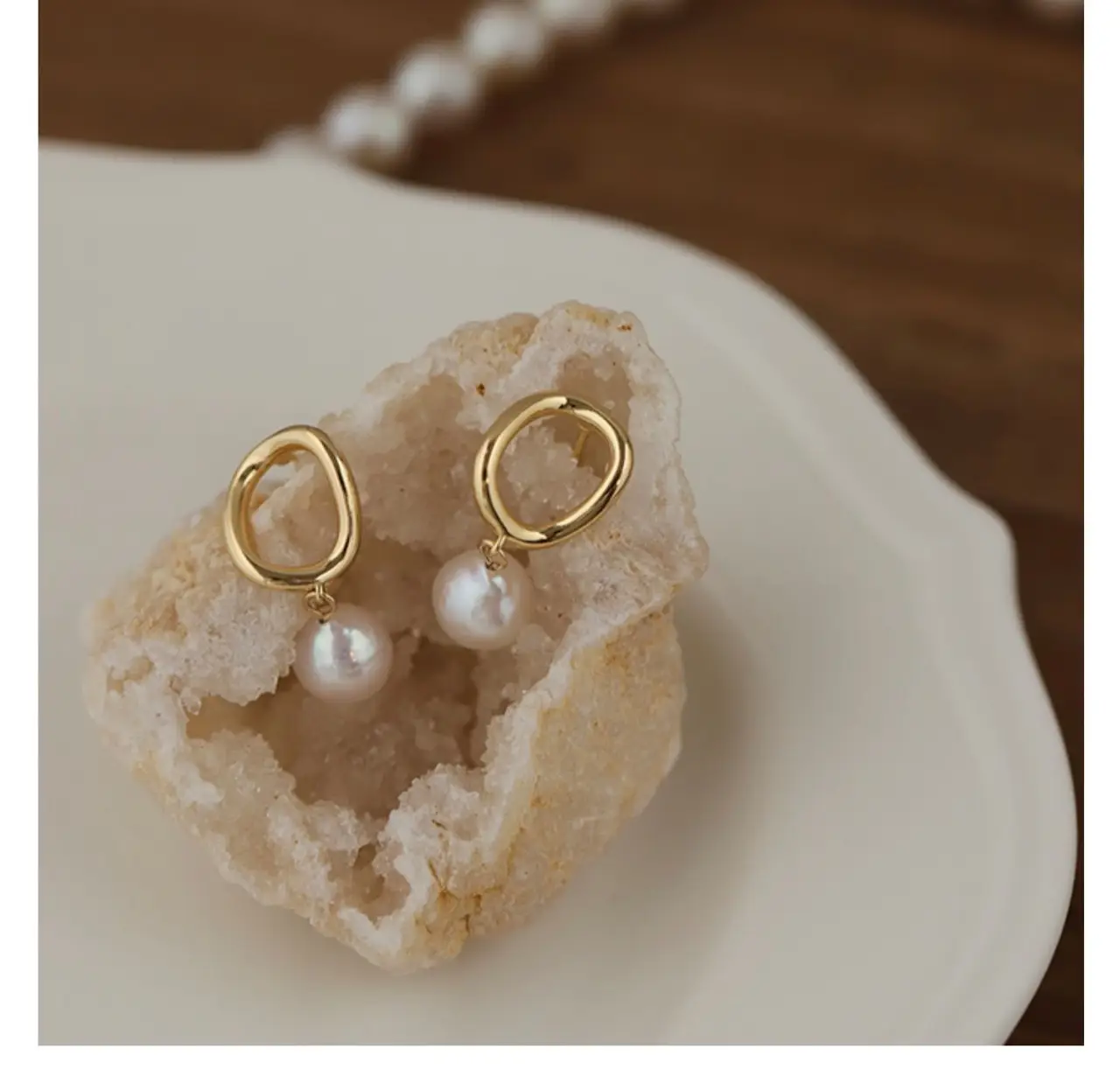 Gold Plated Pearl Drop Earrings for Women — feature 6