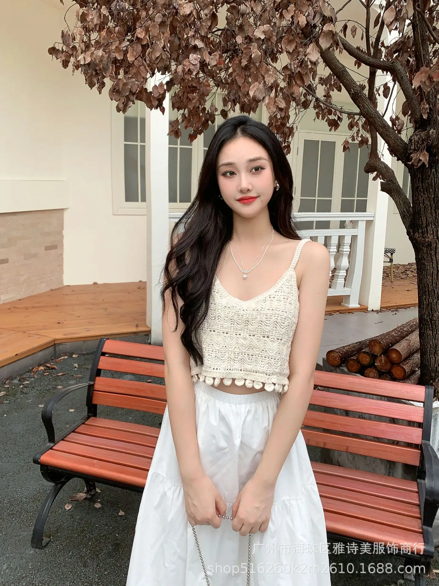 Women's Camisole Sweater Top Cream Hollow Sleeveless Summer - Image 14