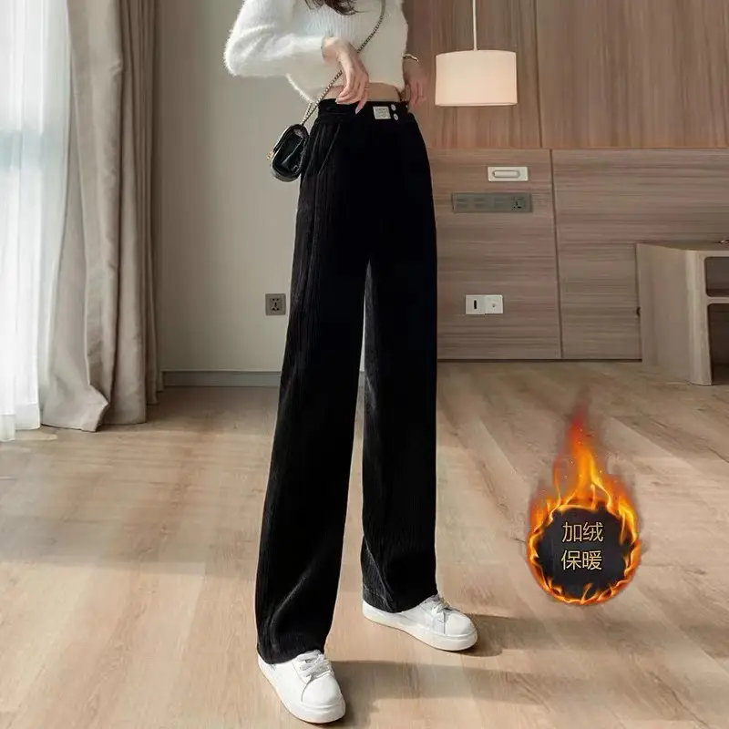 Women's Fleece Lined Wide Leg Pants White - Image 4