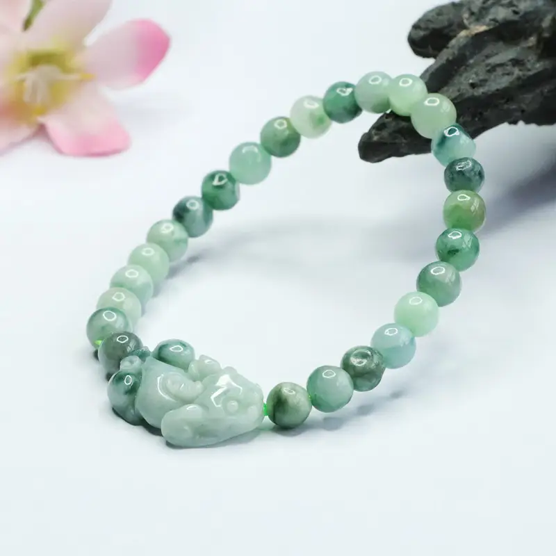 Guan Yu Jade Bracelet with Pixiu & Floating Flowers Design — feature 9