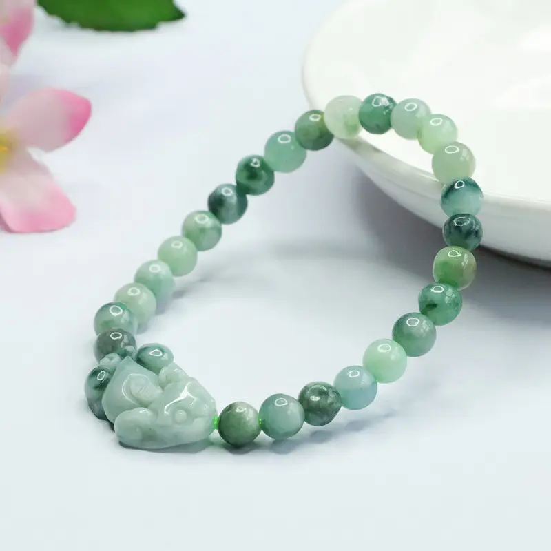 Guan Yu Jade Bracelet with Pixiu & Floating Flowers Design — feature 7