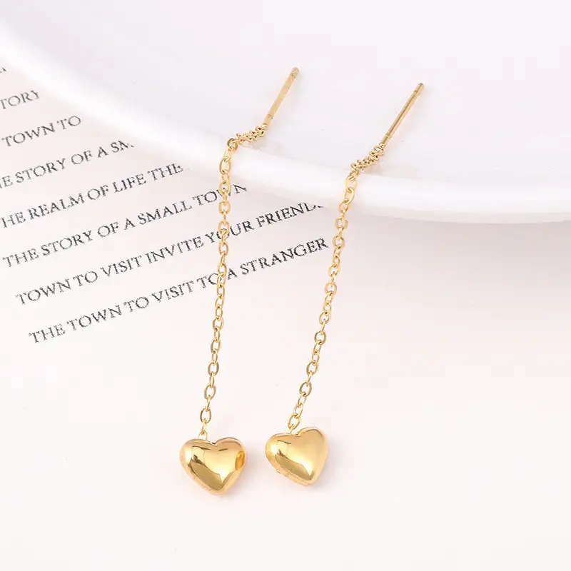 Gold Heart Ear Tails Earrings for Women 2022 Fashion - Image 7