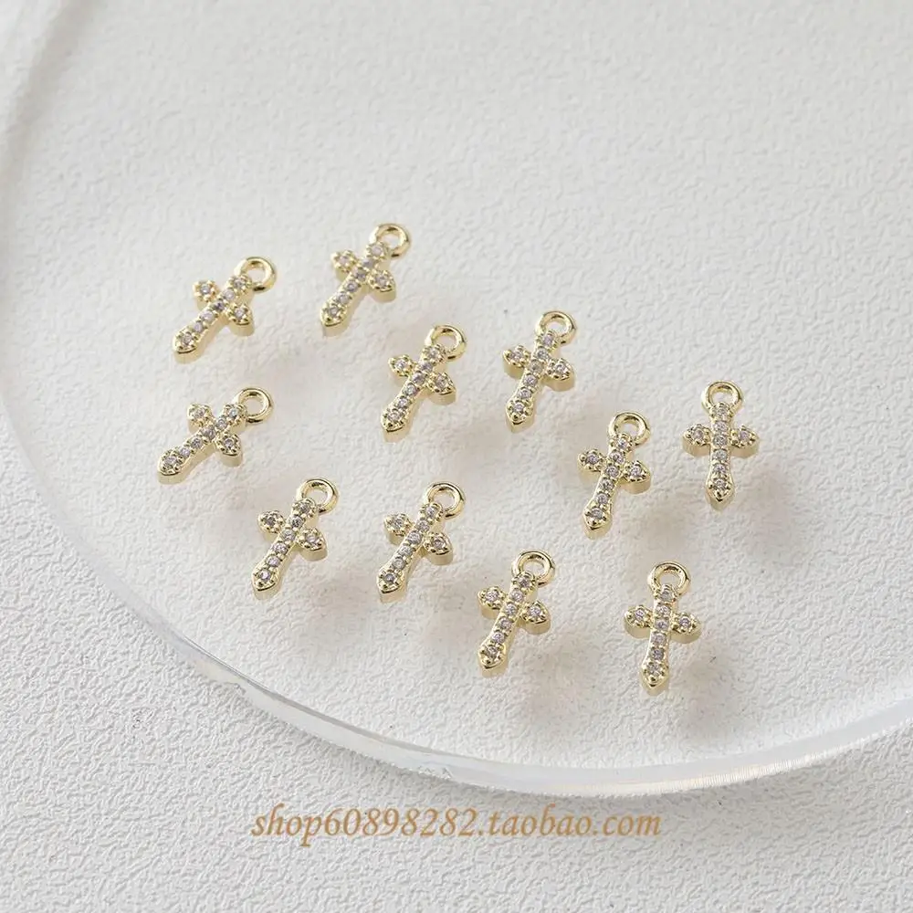 14K Gold Plated Cross Pendant with Zircon Crystal - Image 4