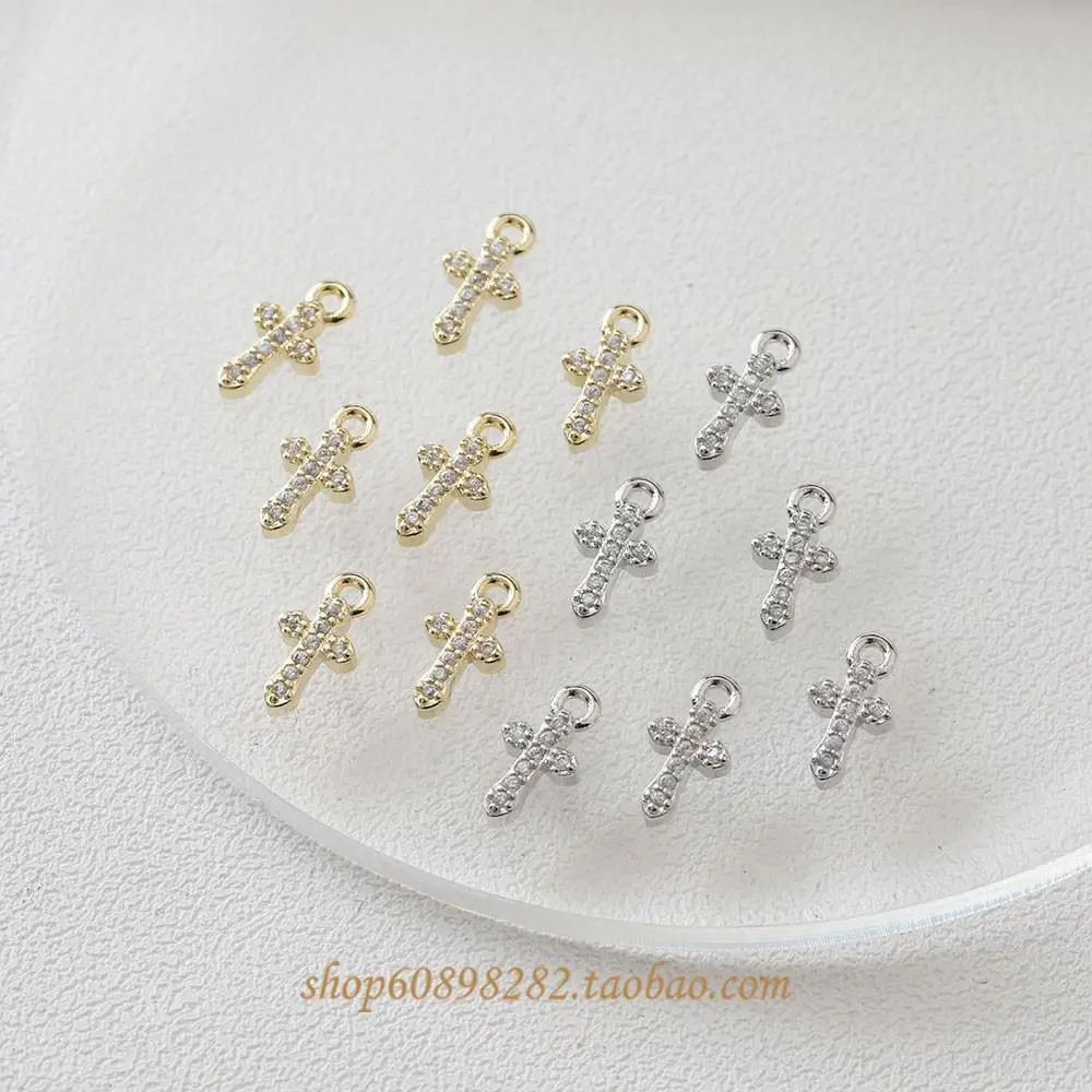 14K Gold Plated Cross Pendant with Zircon Crystal — feature 1