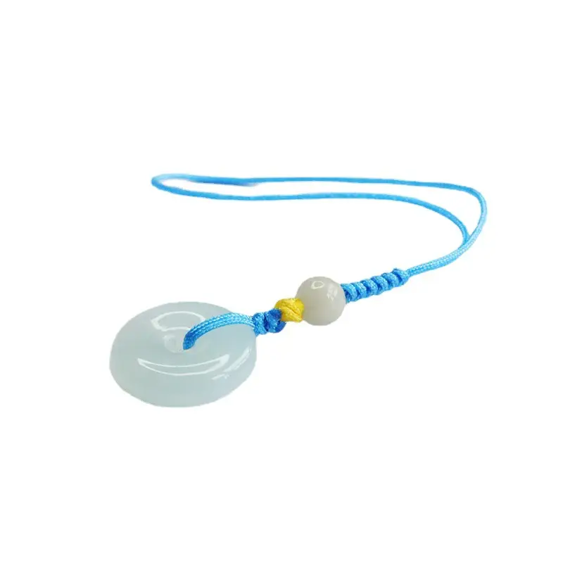 Natural Jade Peace Buckle Keychain with Blue String - Image 5