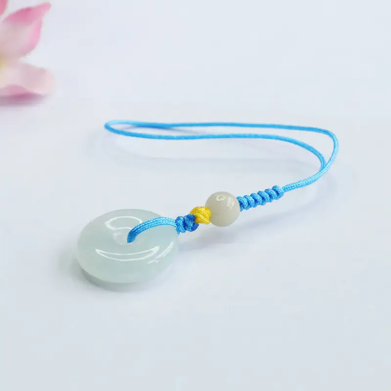 Natural Jade Peace Buckle Keychain with Blue String — feature 4