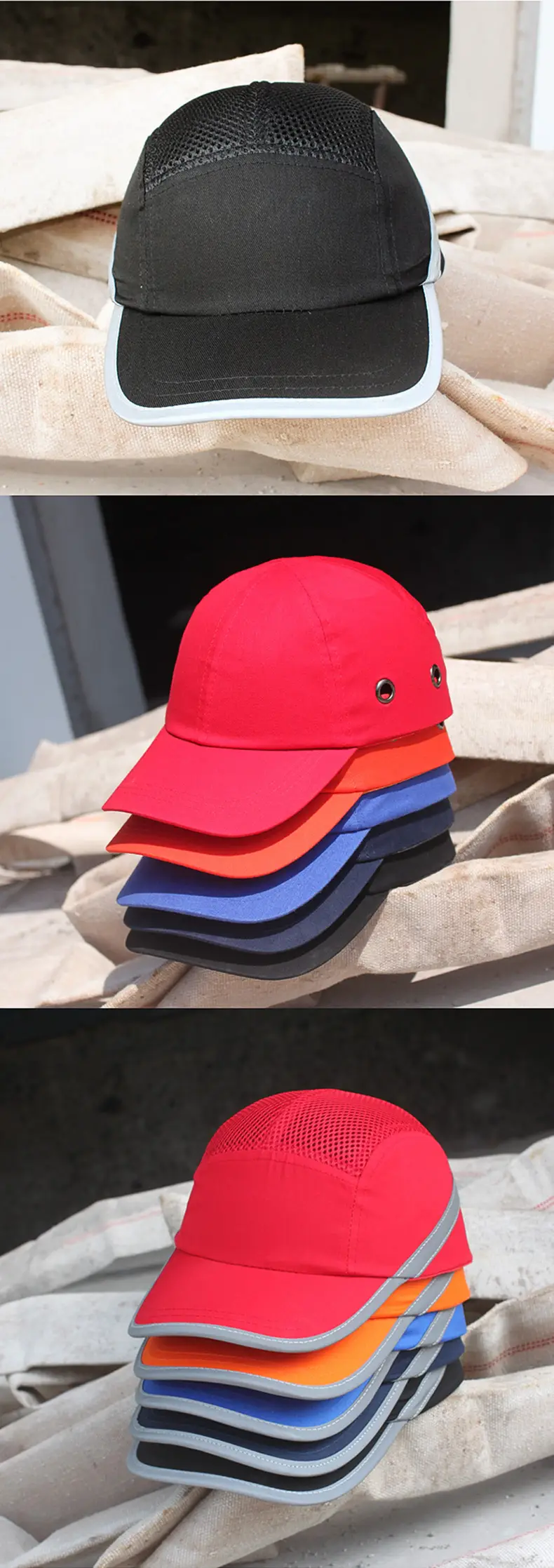 Anti-Collision Baseball Cap Blue Full Cotton or Mesh — feature 11