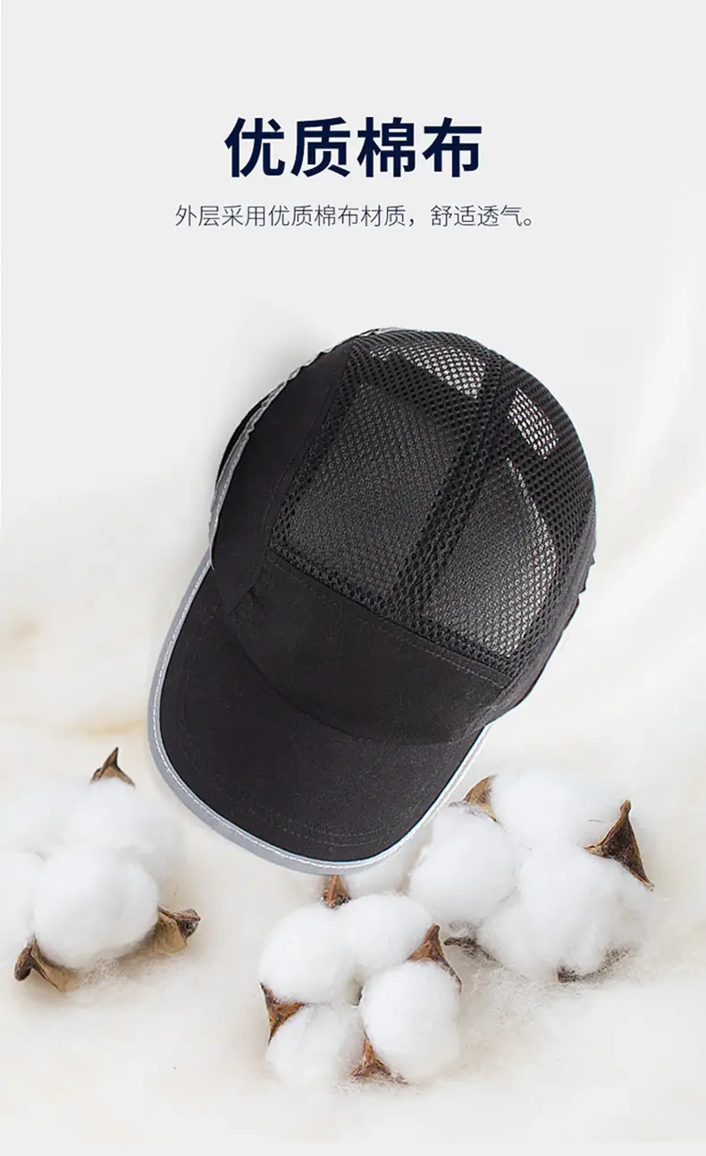 Anti-Collision Baseball Cap Blue Full Cotton or Mesh — feature 5