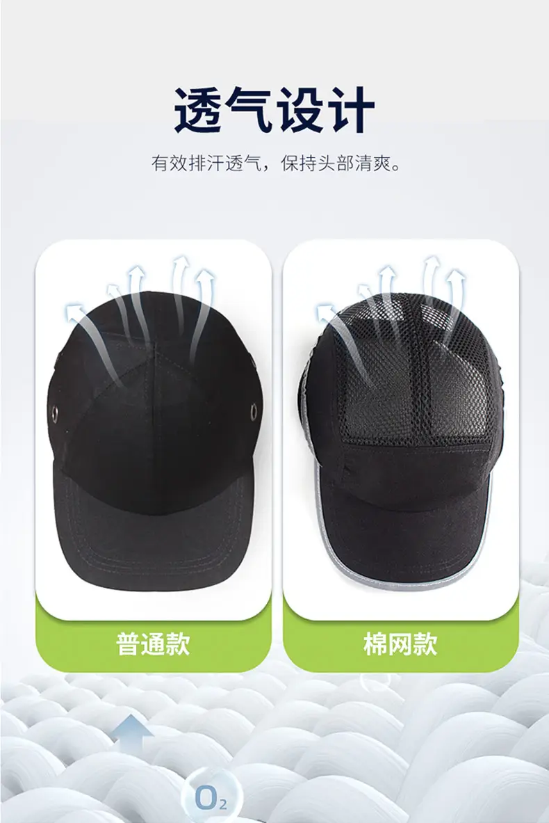 Anti-Collision Baseball Cap Blue Full Cotton or Mesh — feature 8