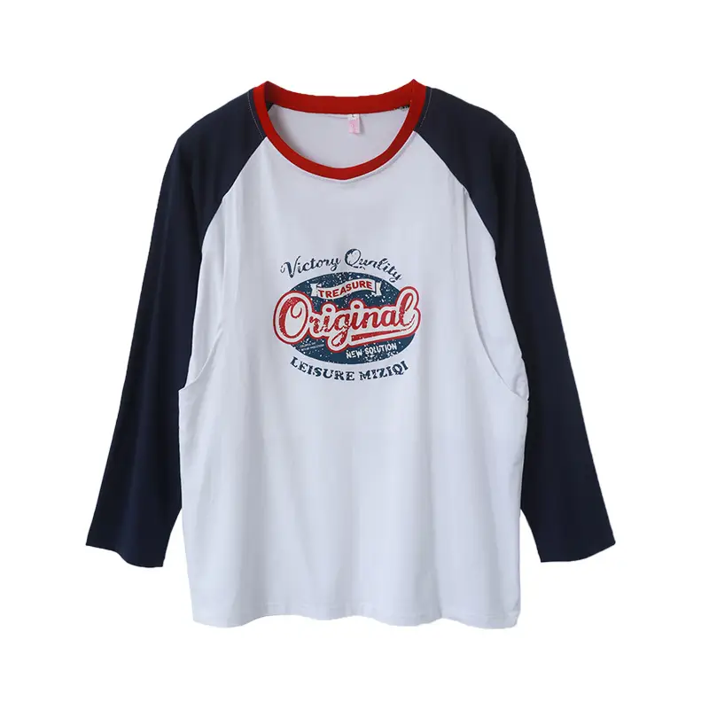 Postpartum Cotton Nursing Top Long Sleeve White Blue - Image 7