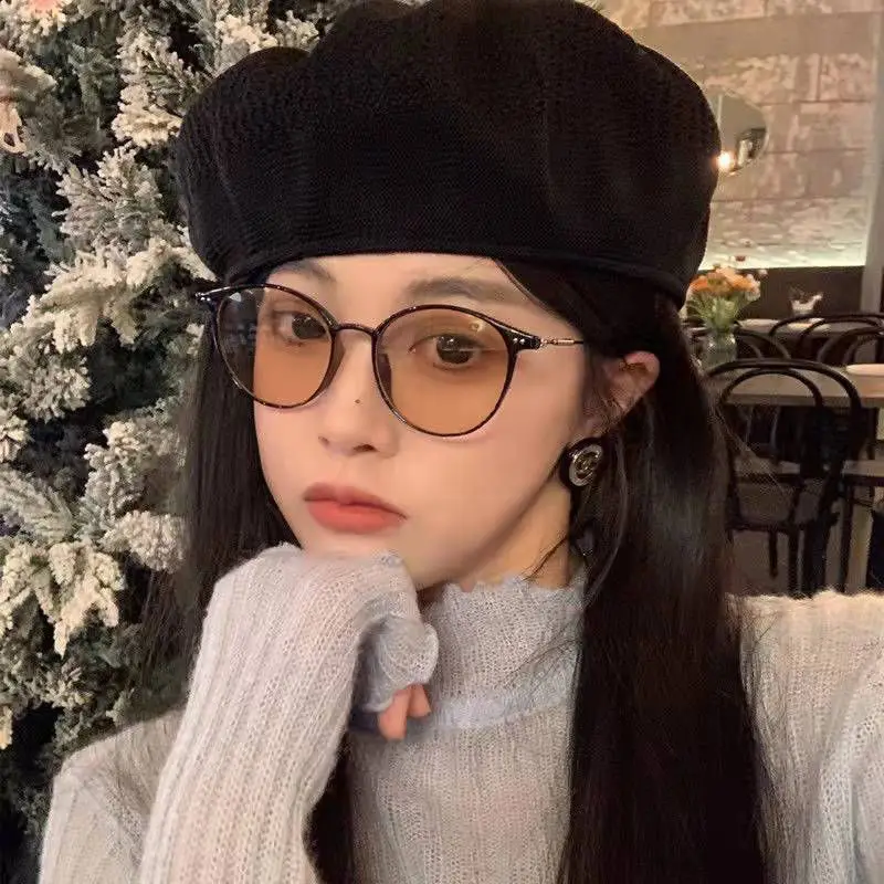 Women Color-Changing Myopia Glasses Anti-Blue Light Korean Style