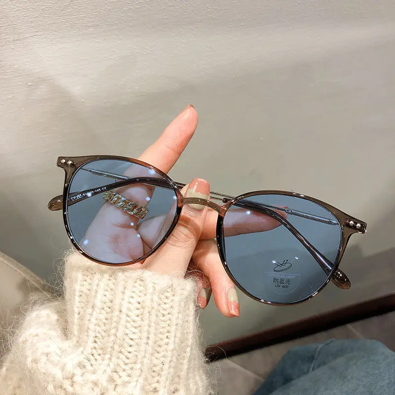 Women Color-Changing Myopia Glasses Anti-Blue Light Korean Style