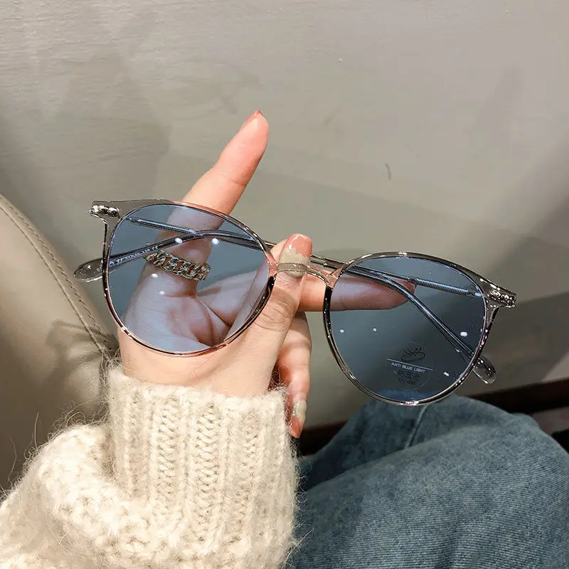 Women Color-Changing Myopia Glasses Anti-Blue Light Korean Style