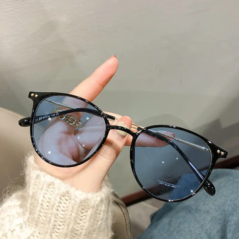 Women Color-Changing Myopia Glasses Anti-Blue Light Korean Style