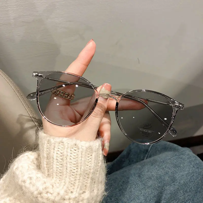 Women Color-Changing Myopia Glasses Anti-Blue Light Korean Style