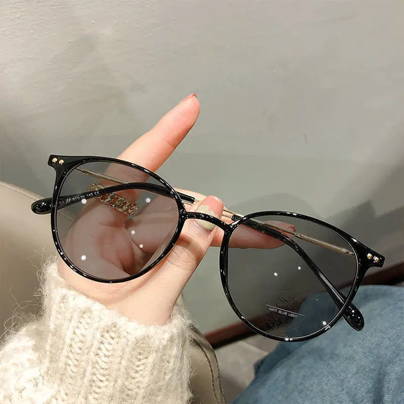 Women Color-Changing Myopia Glasses Anti-Blue Light Korean Style