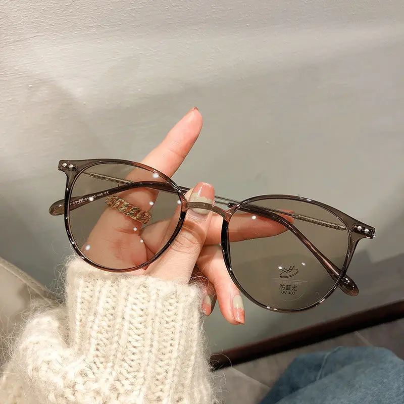 Women Color-Changing Myopia Glasses Anti-Blue Light Korean Style