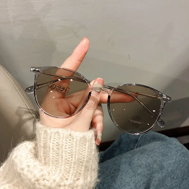 Women Color-Changing Myopia Glasses Anti-Blue Light Korean Style
