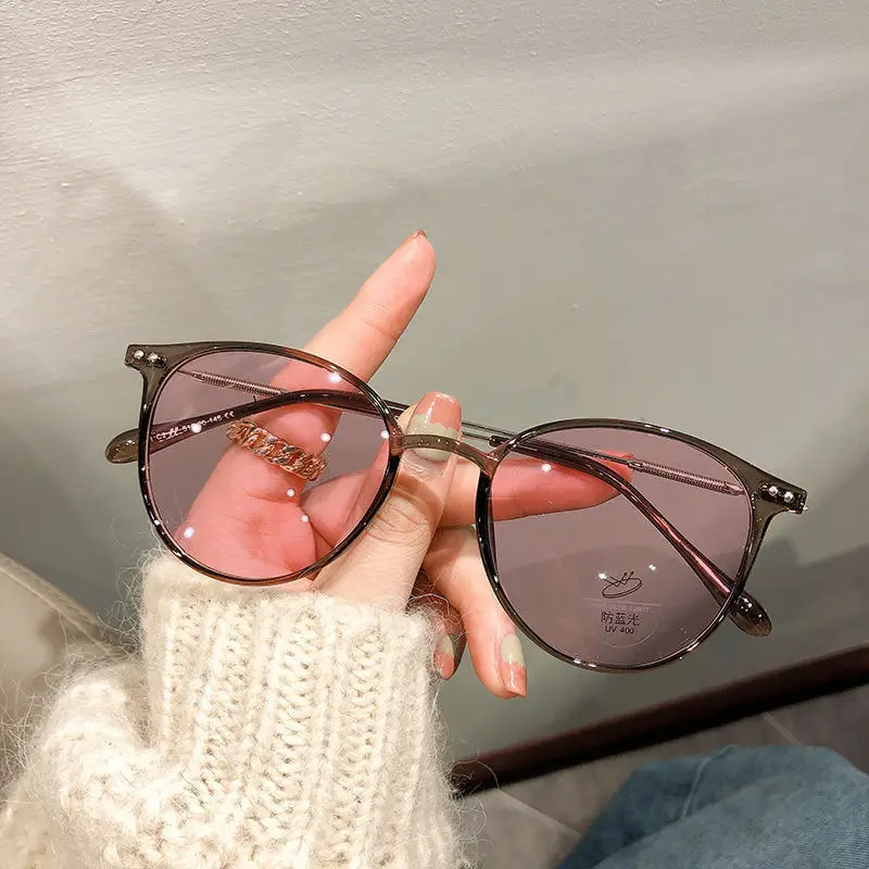 Women Color-Changing Myopia Glasses Anti-Blue Light Korean Style