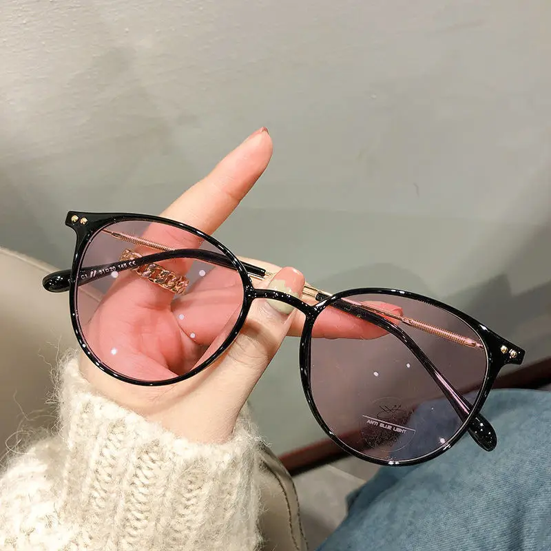 Women Color-Changing Myopia Glasses Anti-Blue Light Korean Style