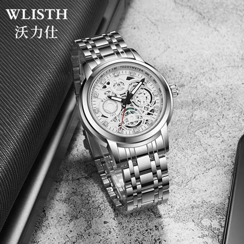 Wristwatch for Men Quartz Watch Gold Skeleton Design - Image 4