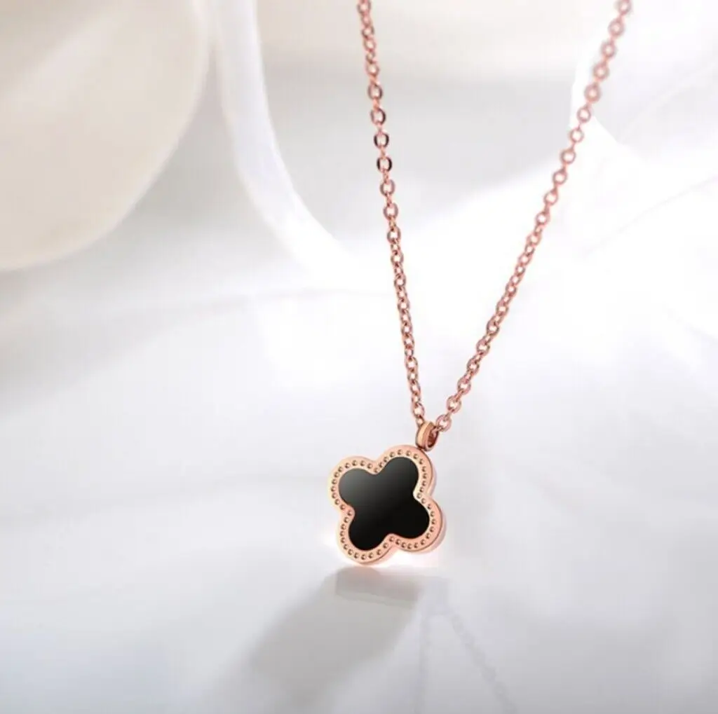 Titanium Steel Four Leaf Clover Necklace for Women Rose Gold — feature 21