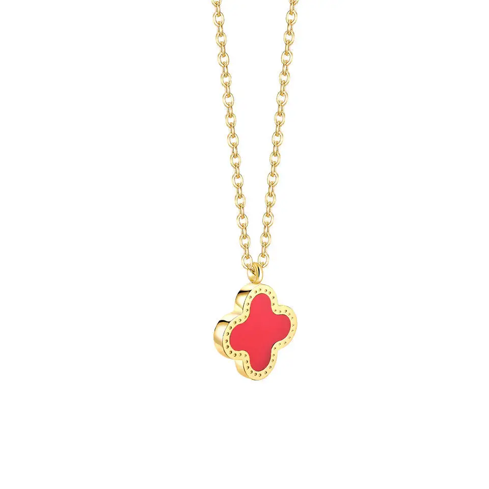 Titanium Steel Four Leaf Clover Necklace for Women Rose Gold — feature 8